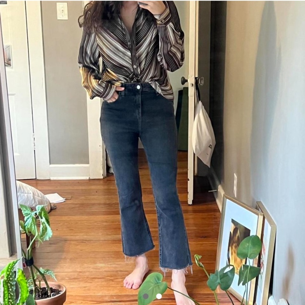 BDG high waisted flare raw hem